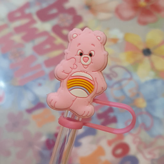Pink Bear Straw Topper