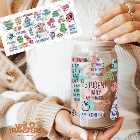 Student Daily Affirmations UV DTF 16oz Wrap