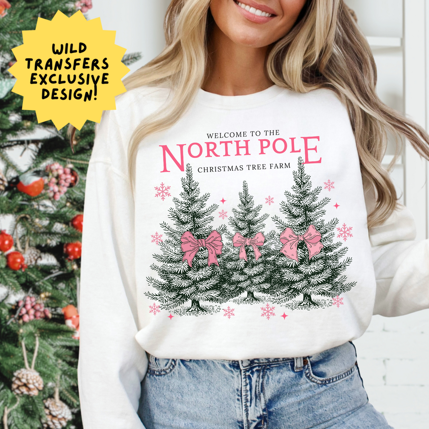 North Pole Christmas Tree Farm DTF Transfer