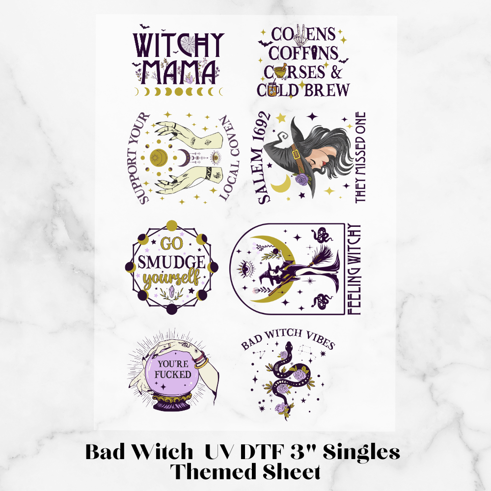 Bad Witch UV DTF 3" Singles Themed Sheet