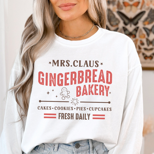 Mrs Claus Gingerbread Bakery DTF Transfer