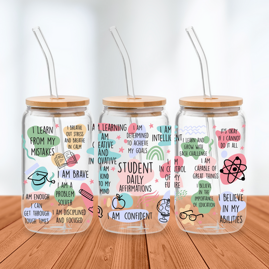 Student Daily Affirmations UV DTF 16oz Wrap Wild Transfers