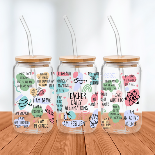 Teacher Daily Affirmations UV DTF 16oz Wrap Wild Transfers