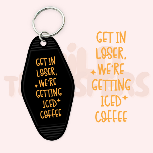 Getting Iced Coffee UV DTF Motel Keychain Transfer