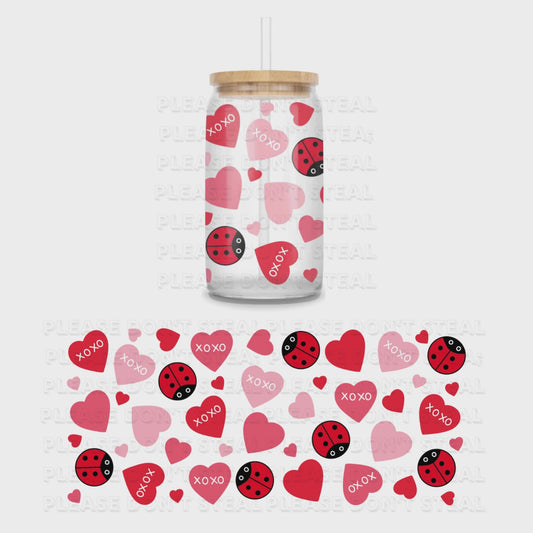 Lady Bug Hearts UV DTF 16oz Wrap