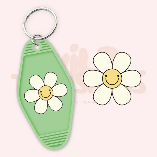 Smiley Daisy UV DTF Motel Keychain Transfer